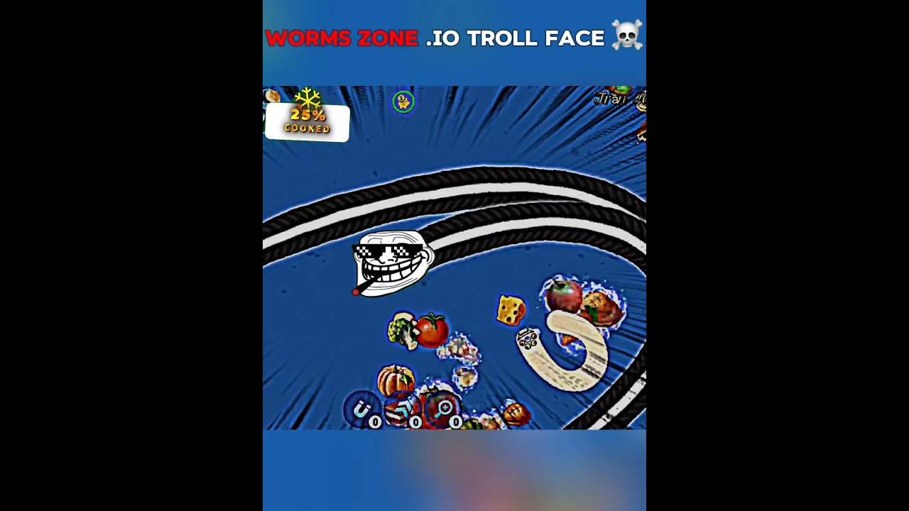WORMS ZONE.IO TROLL FACE #1 #shortvideo
