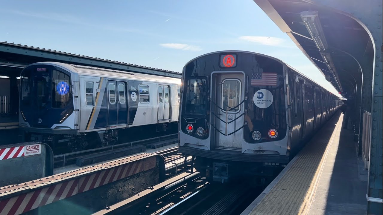 IND Fulton St Line: (A) Trains with Test Train @ Rockaway Blvd (R42, R46, R179, R211A, R211T)