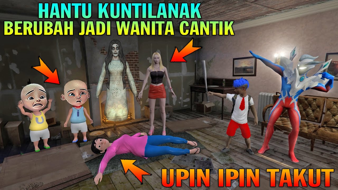 UPIN IPIN LIHAT HANTU KUNTILANAK BERUBAH JADI WANITA CANTIK, ULTRAMAN KAGET - GTA 5 BOCIL SULTAN