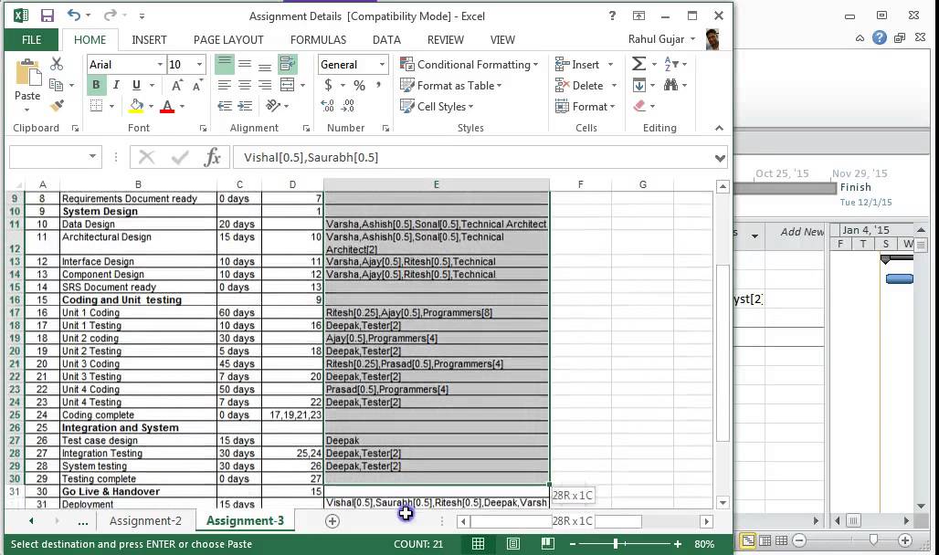 Microsoft Project Tutorial Part 3 Allocating resources and over alllocation issue