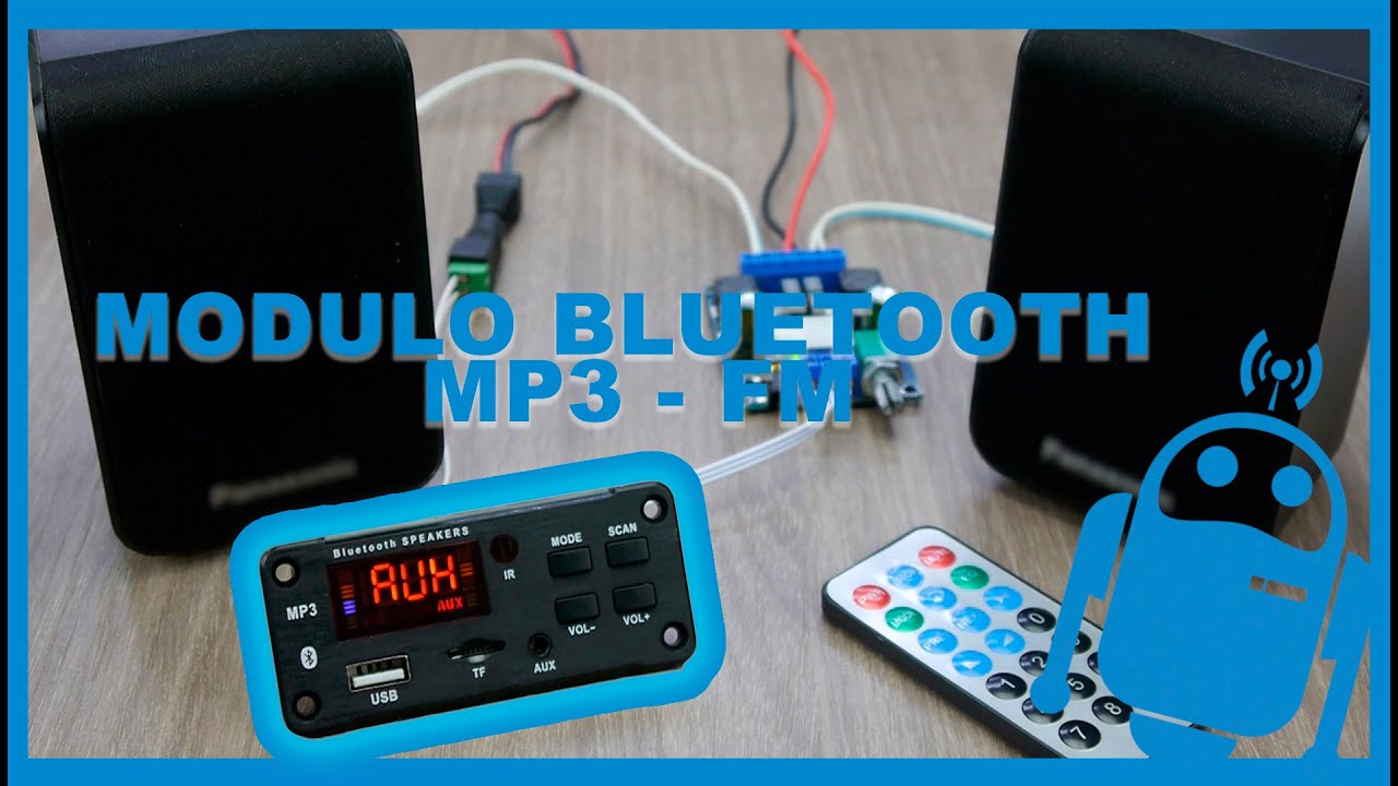 Reproductor Bluetooth MP3 con radio FM y entradas auxiliares y micr&oacute;fono. Control remoto incluido.
