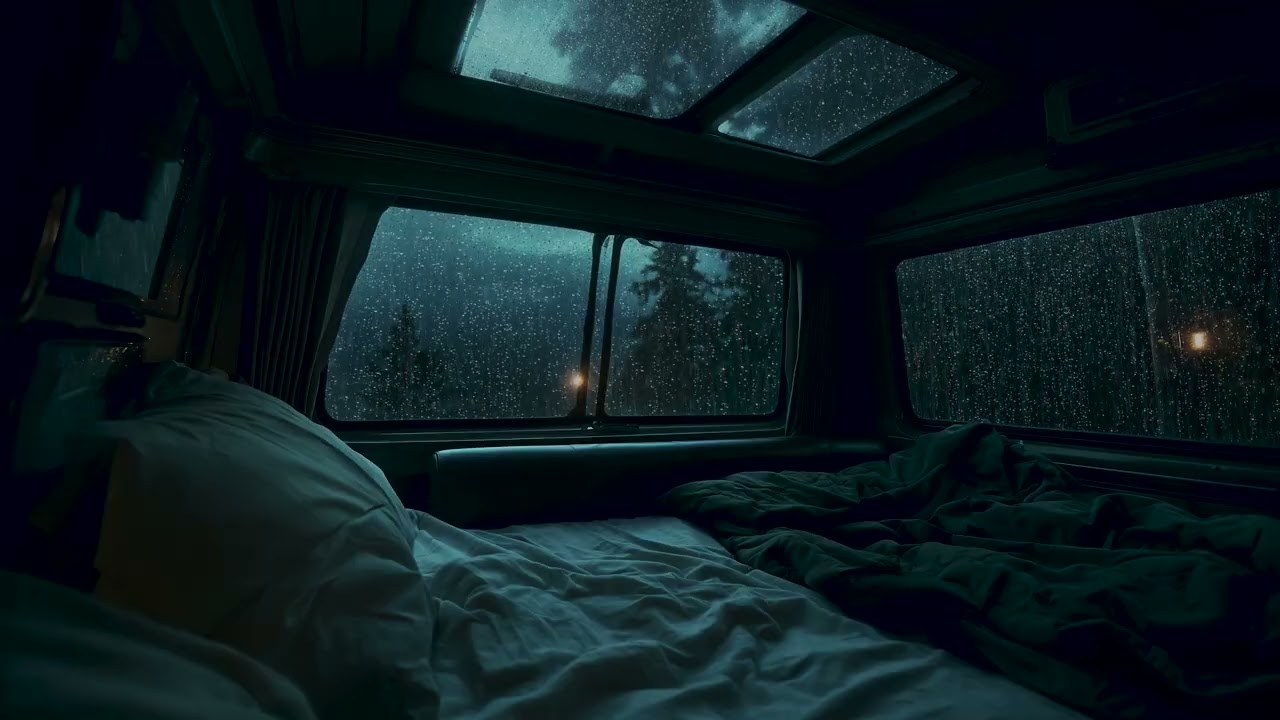 Heavy Rain on Car Windows ⛈️ Thunderstorm Sounds for Sleep 3 HRS