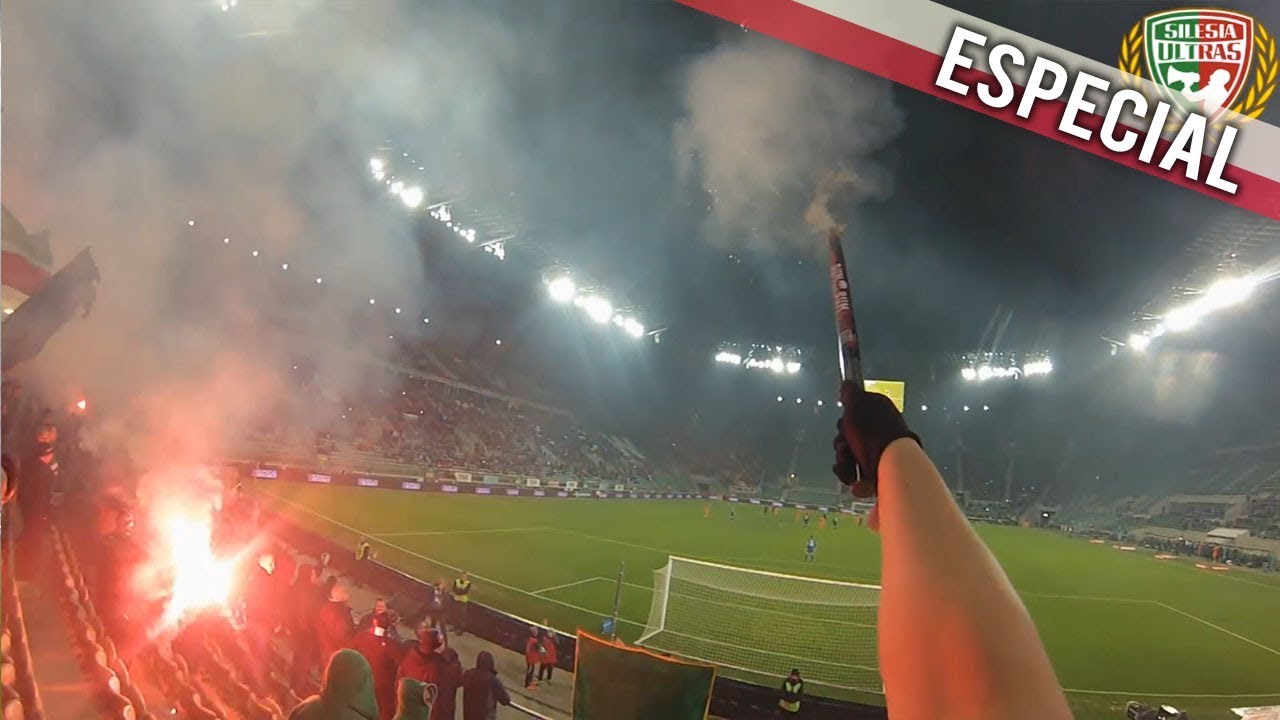 Com sinalizadores e foguetes, torcedor do Slask Wroclaw mostra em vídeo o show dos ultras poloneses.