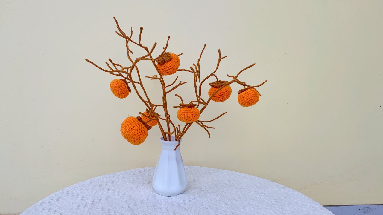 33/ Crochet dried persimmon branches/ Móc cành hồng khô trưng Tết siêu đẹp