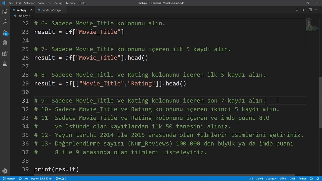 Python - Pandas IMDB Veri Analizi