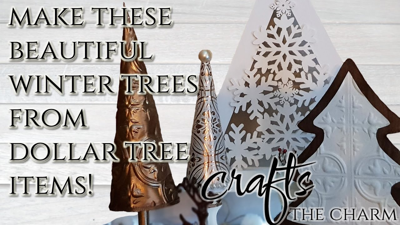 Make 7 fun, easy, beautiful tabletop trees for Christmas or winter from mostly Dollar Tree items!