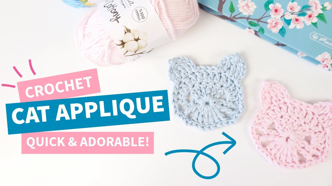 Crochet the CUTEST Cat Applique Ever – Quick & Adorable!