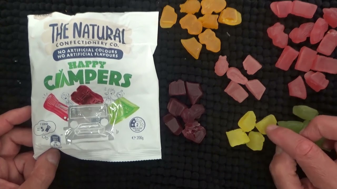 ASMR - Whispering While Eating Happy Campers - Chewy Lolly / Candy / Sweets - Australian Content