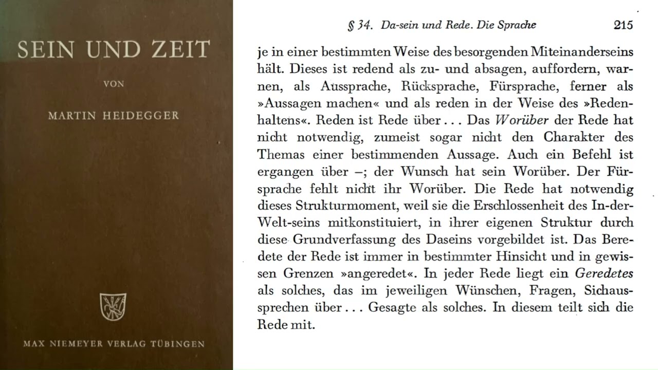 SHeidegger | SEIN UND ZEIT | I. Abschnitt: Kapitel 5.A. | § 34 (1/2)