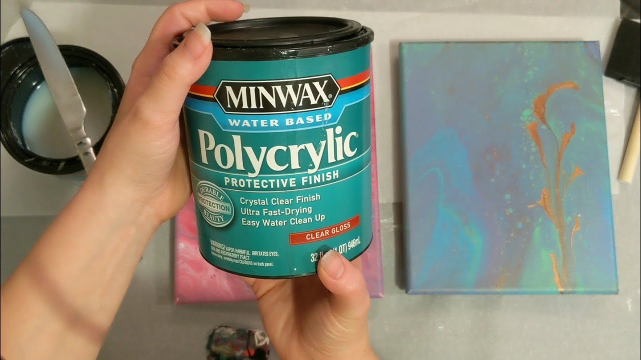 Sealing Acrylic Pour Painting with Minwax Polycrylic Protective Finish Clear Gloss #YT100 Day 5