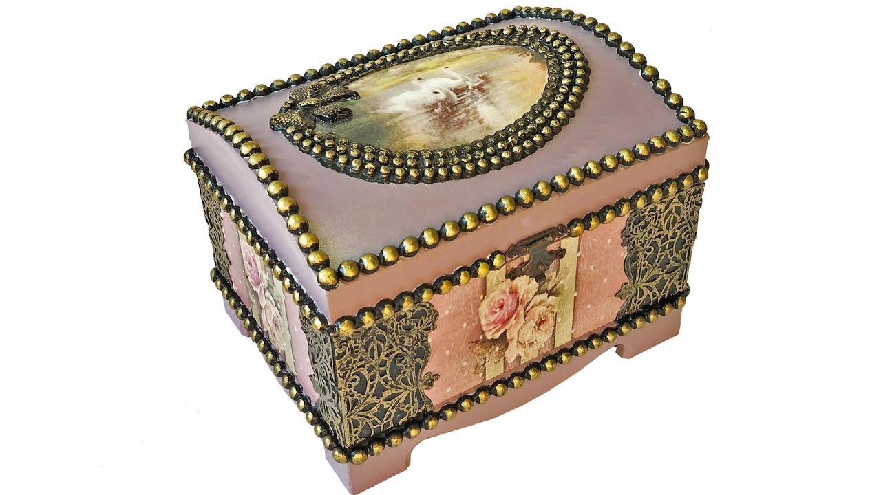 DIY DECOUPAGE BOX WITH SILICONE MOLDS / DECORATION ON A WOODEN BOX