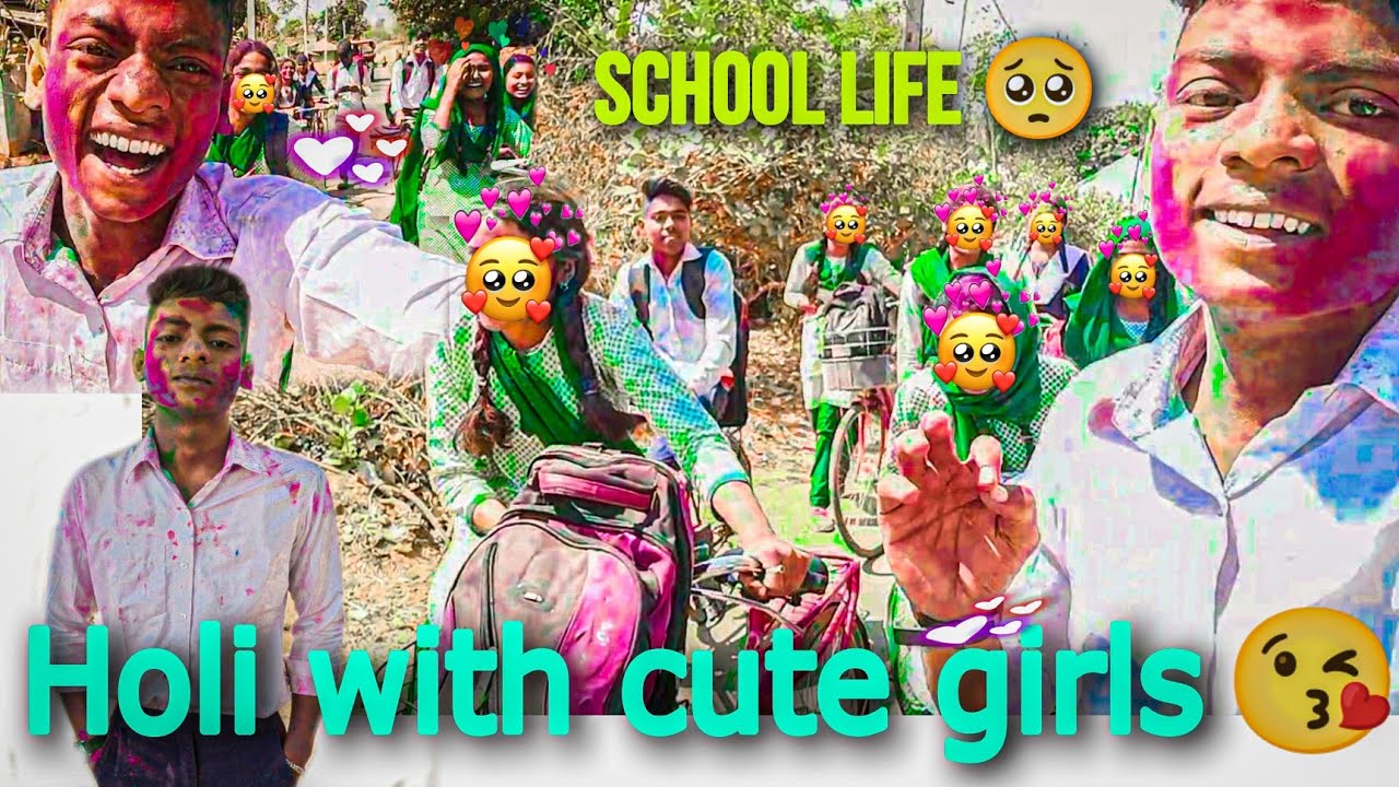 Holi with cute girls 😘 on school 🏫 || prank on cute girls || Holi vlog || funny vlog....