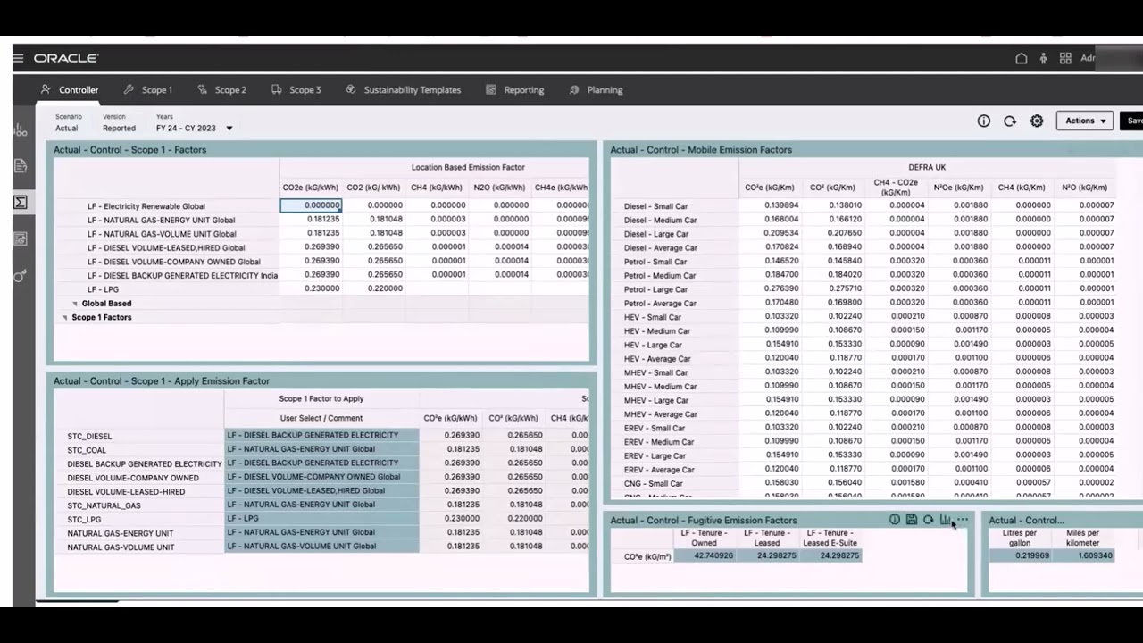 Demo: Oracle EPM Integration with JD Edwards Sustainability Framework