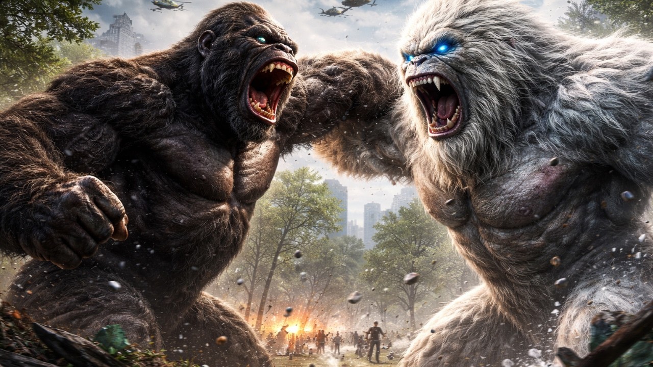 KingKong🦍🦁🐶Kong và Người Tuyết Khổng Lồ Hai gã khổng lồ đụng độ trong công viên