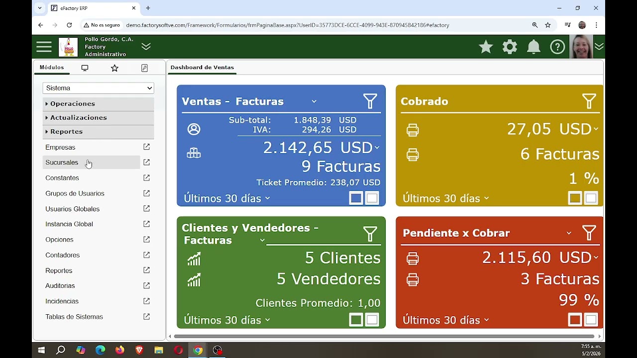 ERP en Nube:  Como generar Listado de Sucursales en eFactory Software ERP