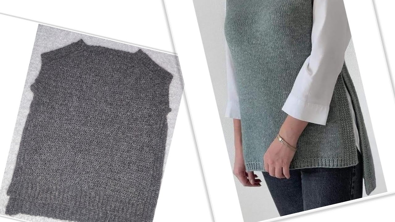 فيست كروشية ترند / جاكيت /بلوفر بدون اكمام بغرزة تريكو chrochet vest in easy kint