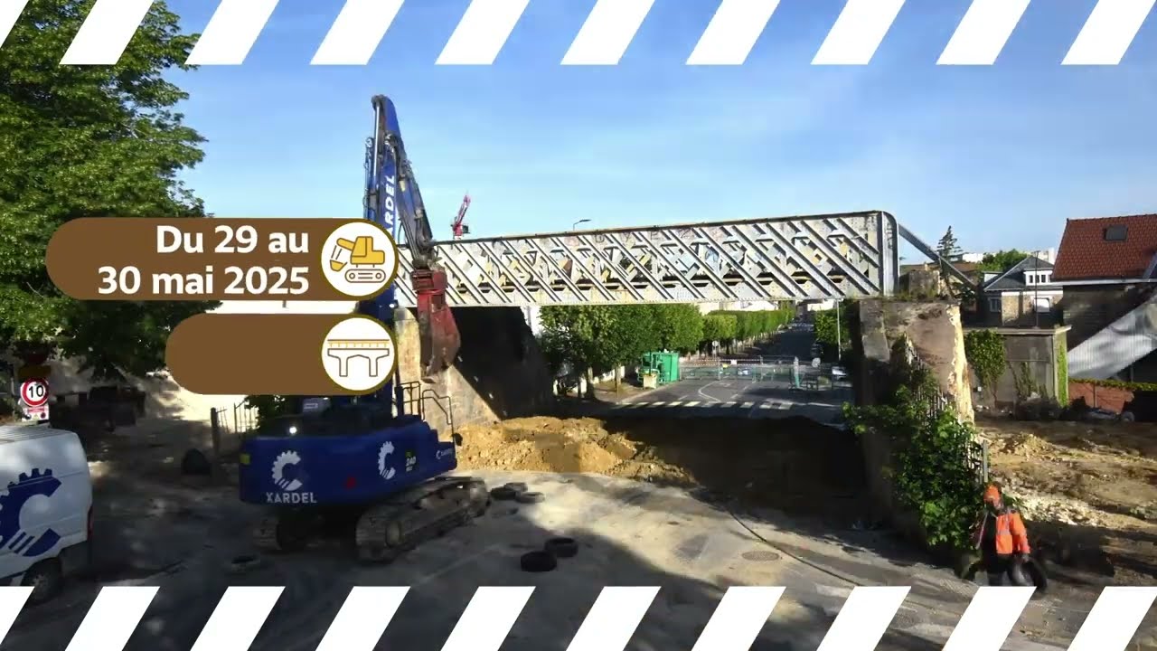 Travaux du Tram T13 à Poissy : dépose du pont-rail de l'avenue Fernand-Lefebvre