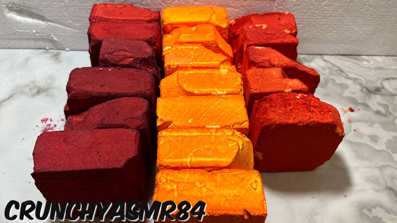 18 Soft Dusty Red/Yellow & Orange Dyed Blocks | ASMR | Oddly Satisfying | Sleep Aid