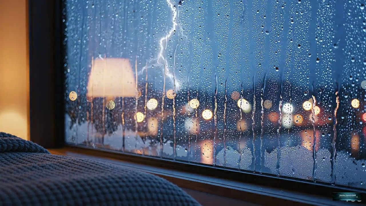 10 Hours Rain on Window at Night 🌧️ Deep Sleep & Relaxation ASMR (No Loop)