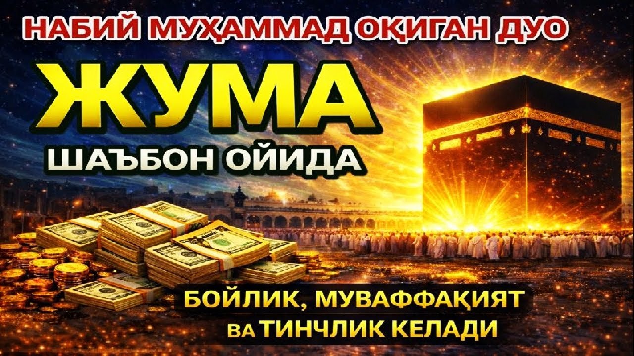 ЖУМА МУБОРАК ШАЪБОН ОЙИДА, НАБИЙ МУҲАММАД ОҚИГАН ДУО БОЙЛИК, МУВАФФАҚИЯТ ВА ТИНЧЛИК ОЛИБ КЕЛАДИ