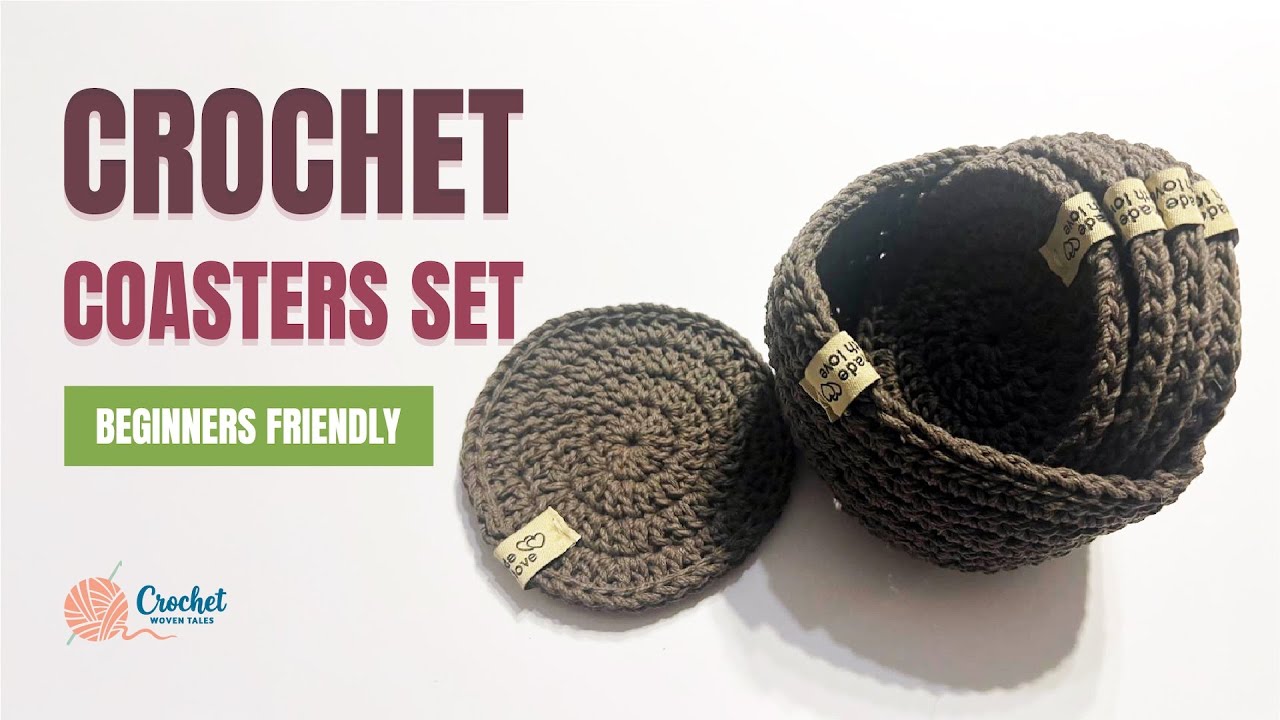 Easy Crochet Coasters Set with Holder – Step-by-Step Tutorial