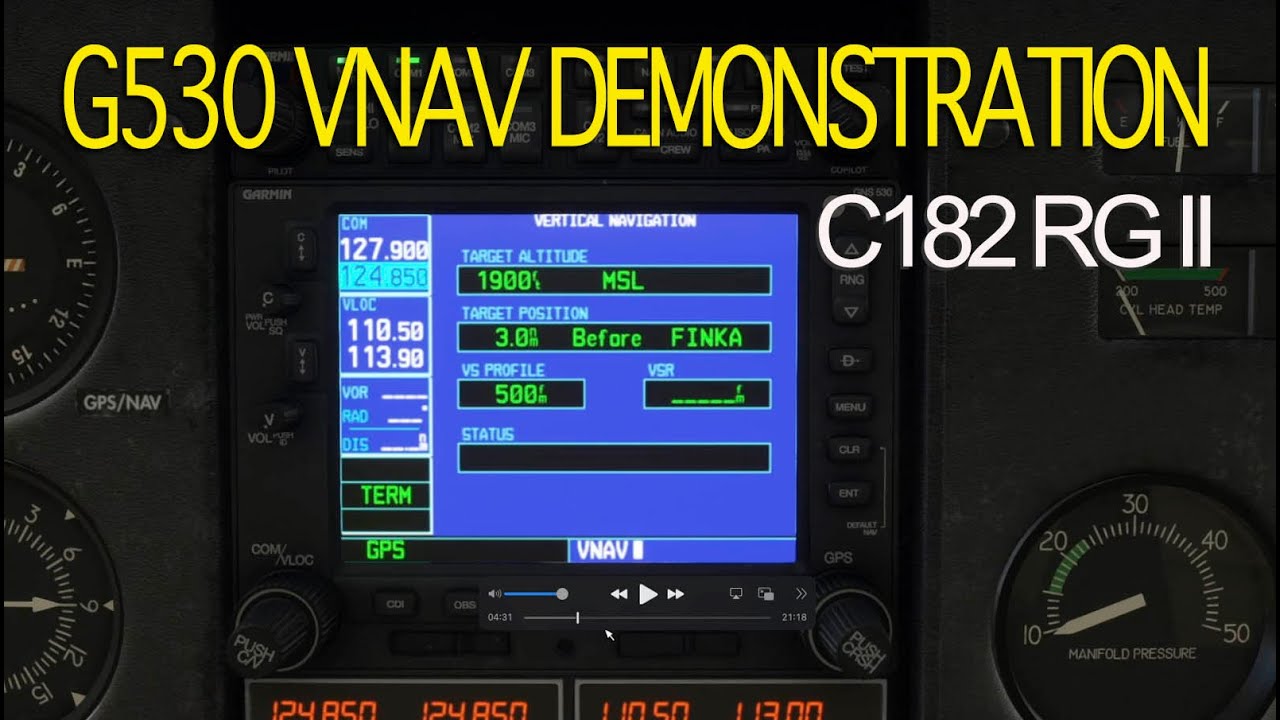 Demonstration of VNAV features of the G530/G430 in MSFS2020
