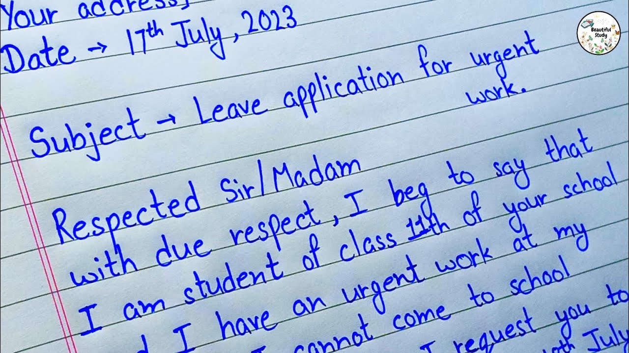 Application For Urgent Work | Leave Application | Write Leave Application For Urgent Work