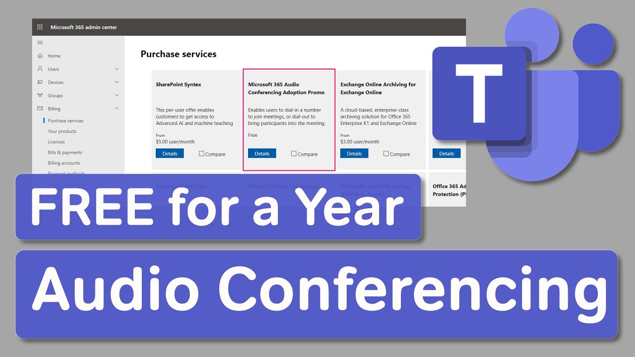 Microsoft Teams | Set Up Free Audio Conferencing for a Year