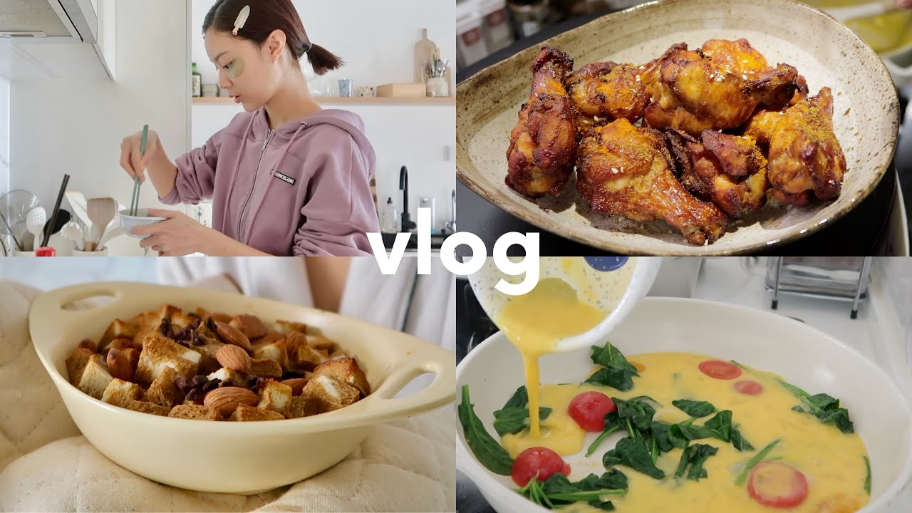 宅家VLOG 我的MBTI？眼膜分享 🥘芝士菠菜蛋饼 鸡翅鸡腿万能腌料 咖啡蛋奶吐司🍨低脂莓果冰淇淋