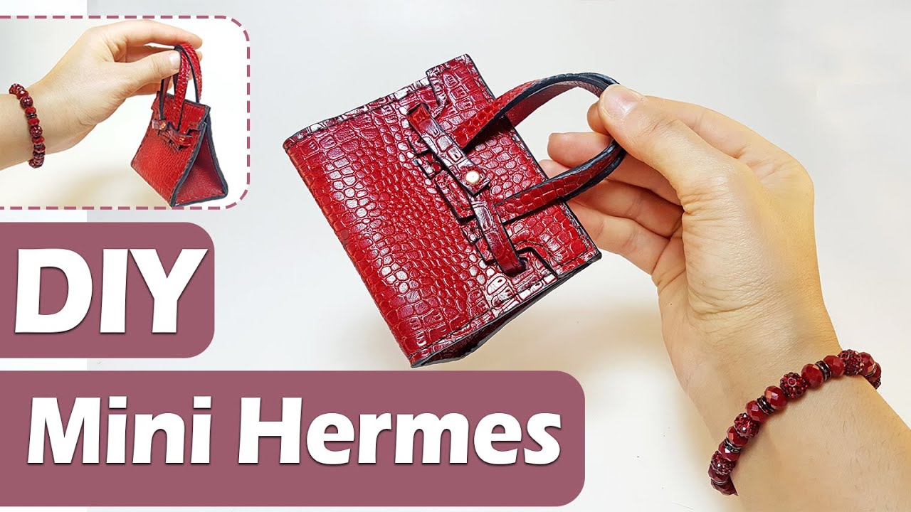 How to Make Mini Hermes Birkin Leather Bag // keychain  --- DIY