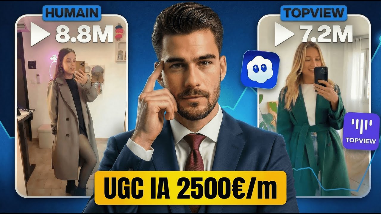 Cr&eacute;er des vid&eacute;os UGC IA R&eacute;alistes VIRALES - Tuto complet TopView Nouvel Agent IA UGC