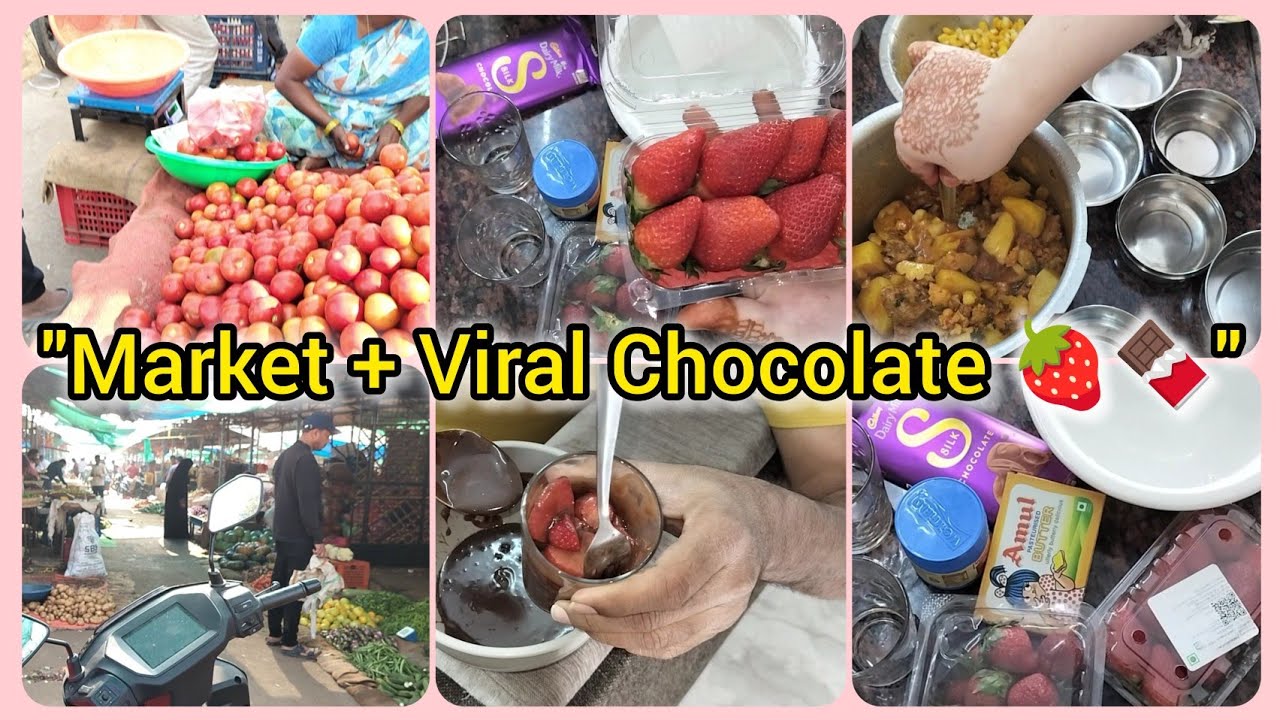 Gudimalkapur Market Se Tarkari 🥬 | Viral Strawberry Chocolate 🍓🍫 | Kids School Morning Routine