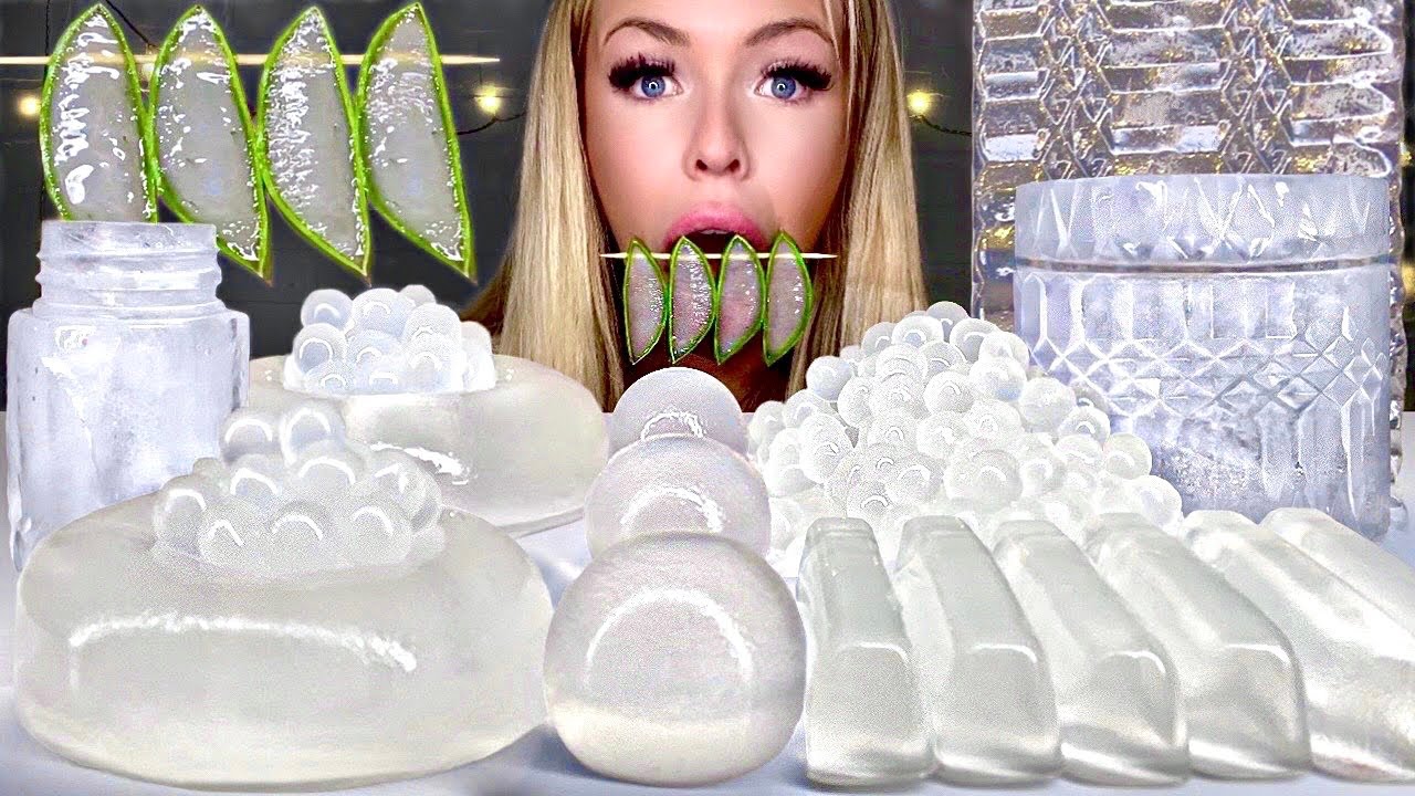 ASMR CLEAR FOOD* ALOE VERA PLANT, CRYSTAL SHEET JELLY, CRYSTAL JAR MUKBANG 먹방