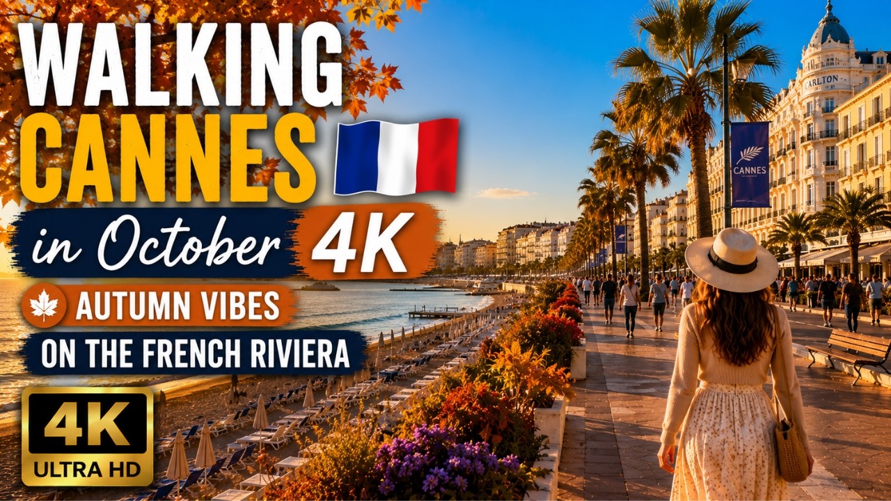 Walking Cannes🇫🇷in October 4K | Autumn Vibes on the French Riviera