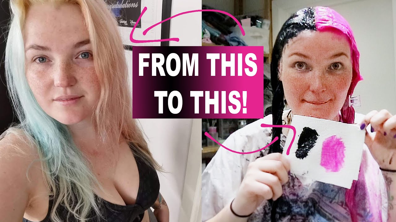 Black & Neon Pink Split Dye | Hair Transformation