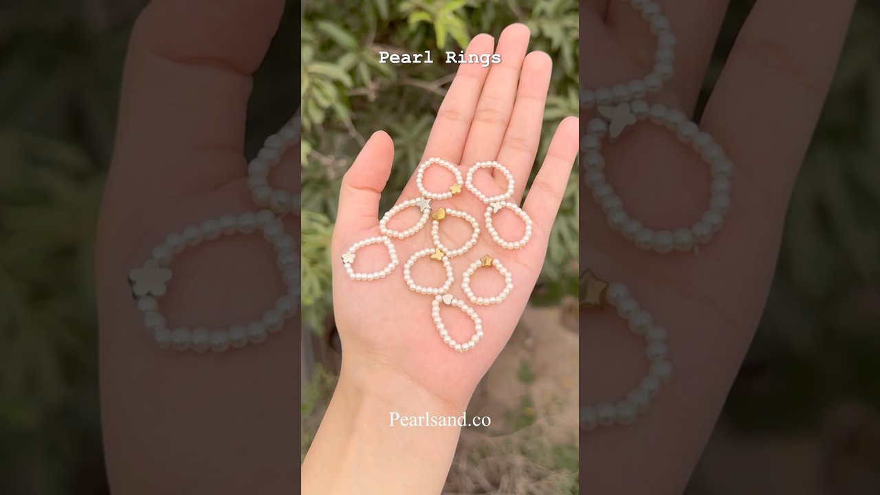 Pearl rings #smallbusiness #beadedjewelry #beadedring #ring #rings #pearlring  #flower #beadedrings