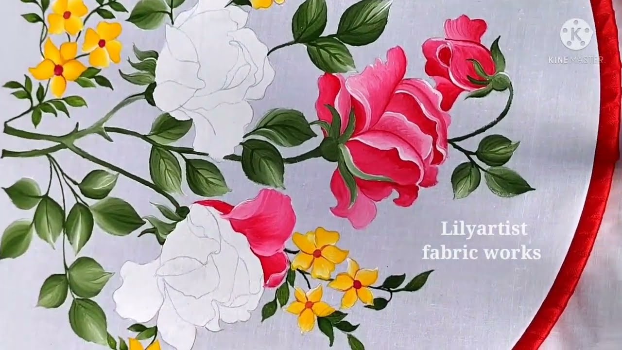 rose painting on fabric |Real rose painting , leaf painting tutorial
