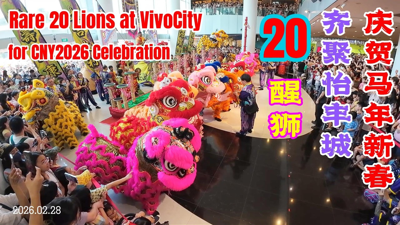 20醒狮齐聚怡丰城VivoCity庆贺马年新年 观众热情到场面几乎失控 最后还有送财真字 20 Lions Dance at VivoCity for CNY2026 28-Feb-2026