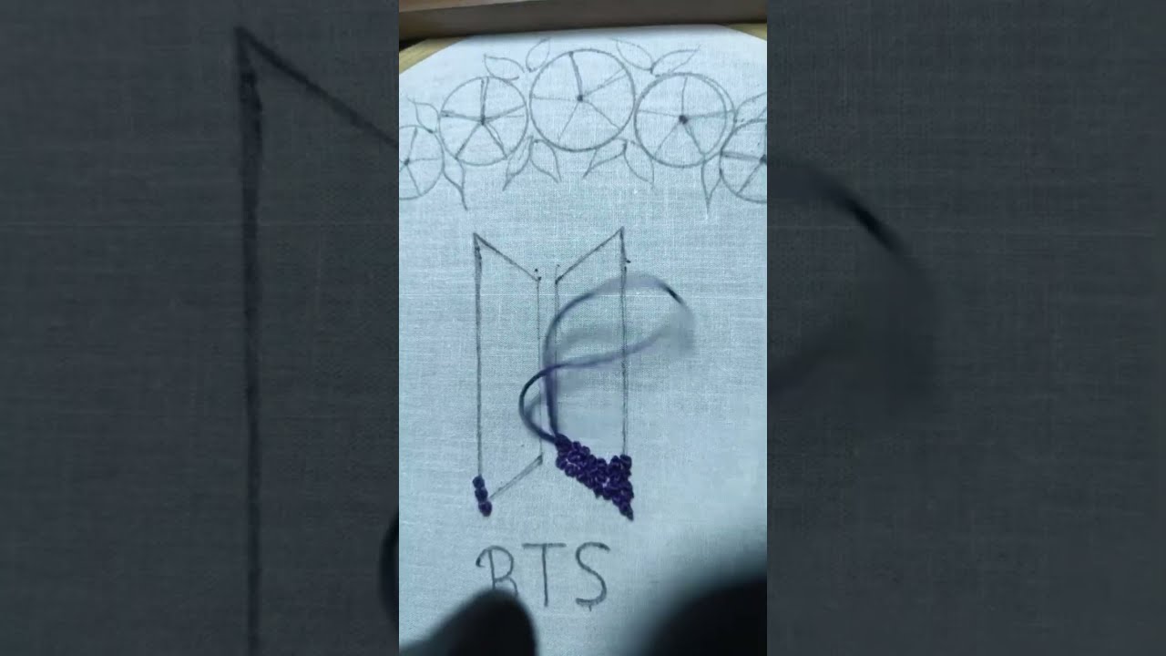 Easy beutiful BTS 💜 logo Embroidery design welcome to my live stream 🪡🥰