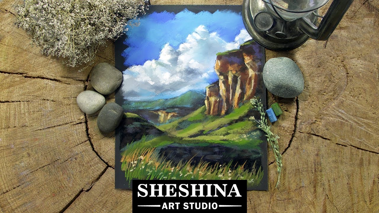 How to draw a mountain valley with soft pastels 🎨 REAL-TIME