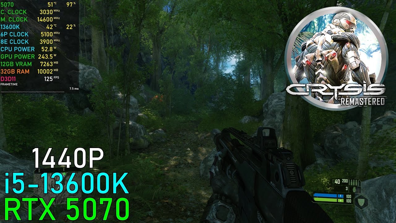 Crysis Remastered: RTX 5070 OC - 13600K 5.1GHz | 1440P