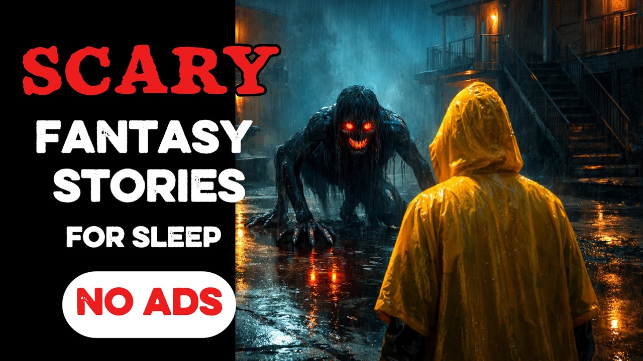 🛑 NO ADS 🛑 7 HOURS of FANTASY Scary Stories for Sleep | Gentle Rain Sounds + Black Screen