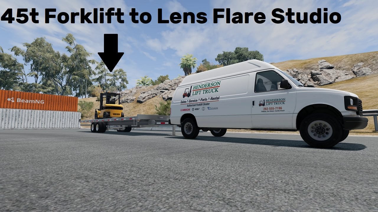 Beamng.drive (Mod) Freeroam: West Coast, USA - 45t Forklift to Lens Flare Studio