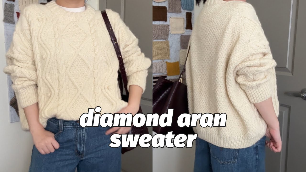 Diamond Aran Sweater│ 다이아몬드 아란 스웨터 뜨개로그 ♥️ 할로윈 캠핑 👻  언박싱 📦