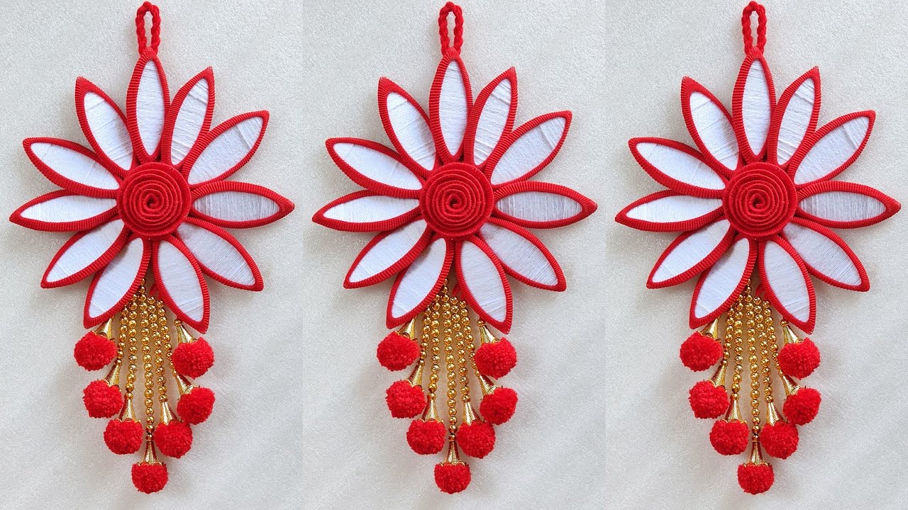 3-EASY WOOLEN DOOR HANGING TORAN | DIY WOOLEN TORAN MAKING | DOOR HANGING CRAFT IDEAS/NAVRATRI TORAN