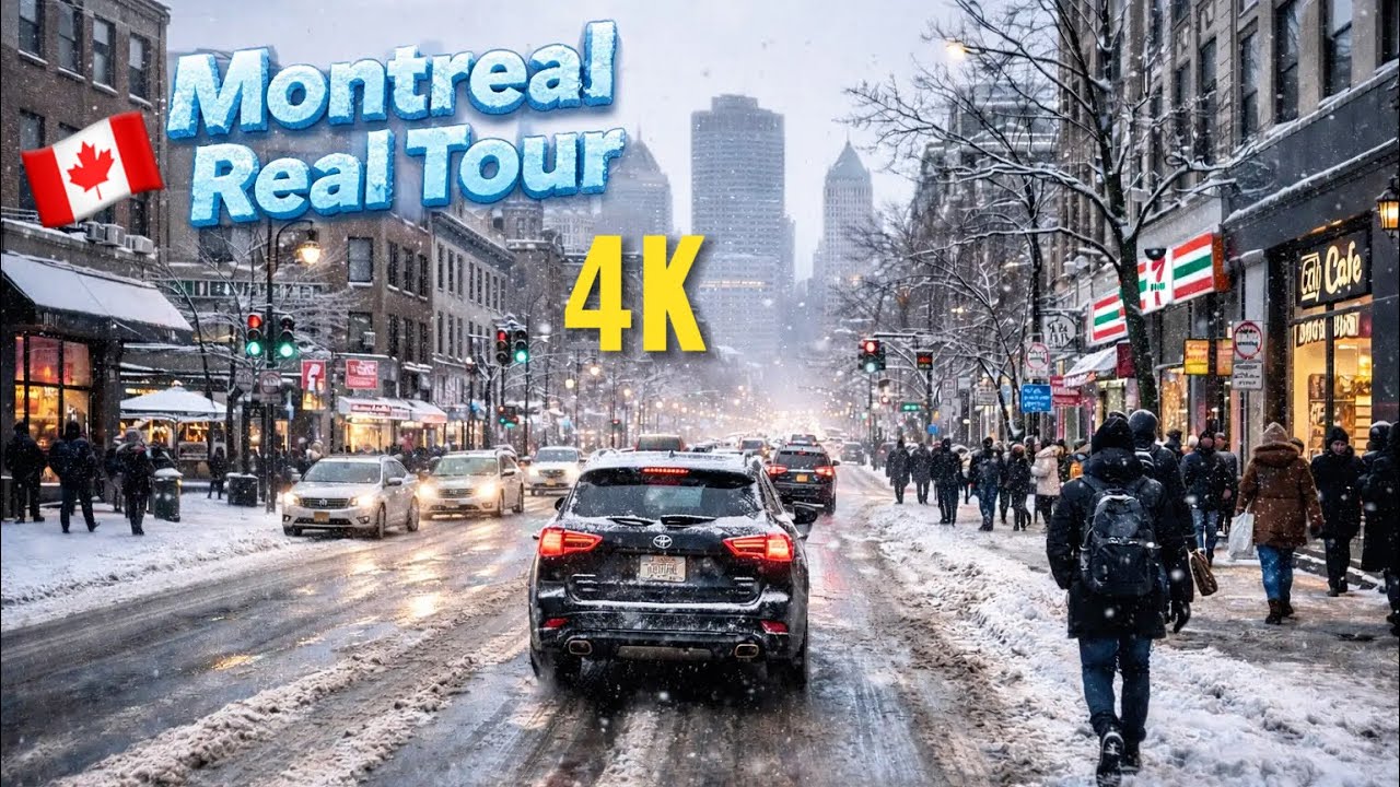 Driving in Downtown Montreal During Snowstorm ❄️ | Real Winter Canada