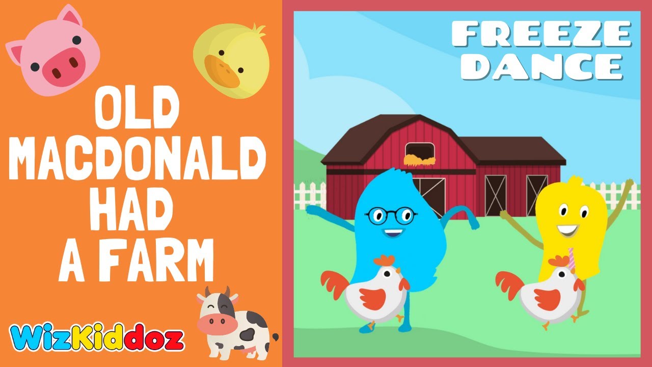 Old MacDonald Had A Farm Dance | Farm Animal Freeze Dance Nursery Rhymes Sing Along Songs