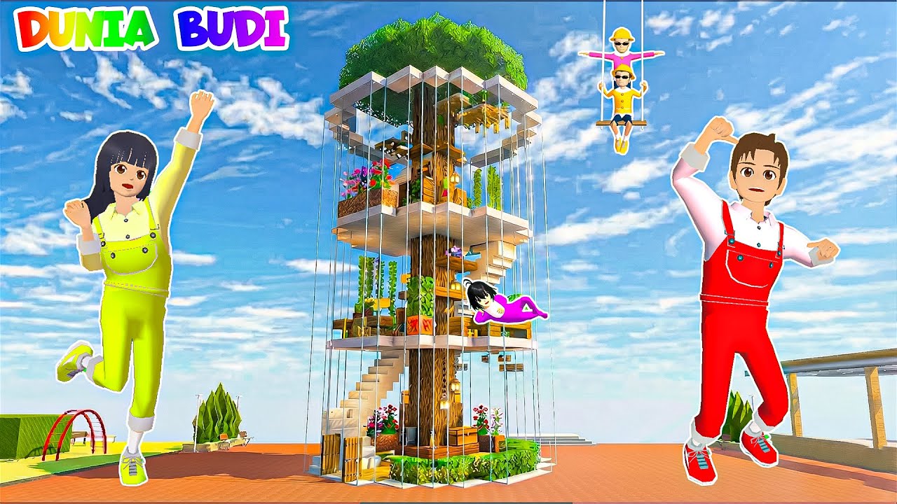 Yuta Mio Buat Rumah Pohon Kaca Bertingkat Gaya Minecraft | Sakura School Simulator
