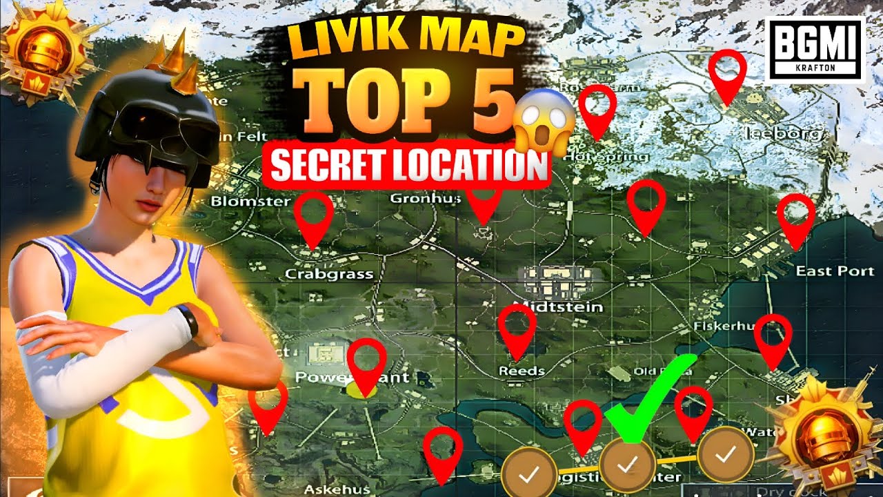 Top 5 Livik Map Secret Locations In BGMI/PUBG For Promotion Match Rank Push | All Hidden Locations 