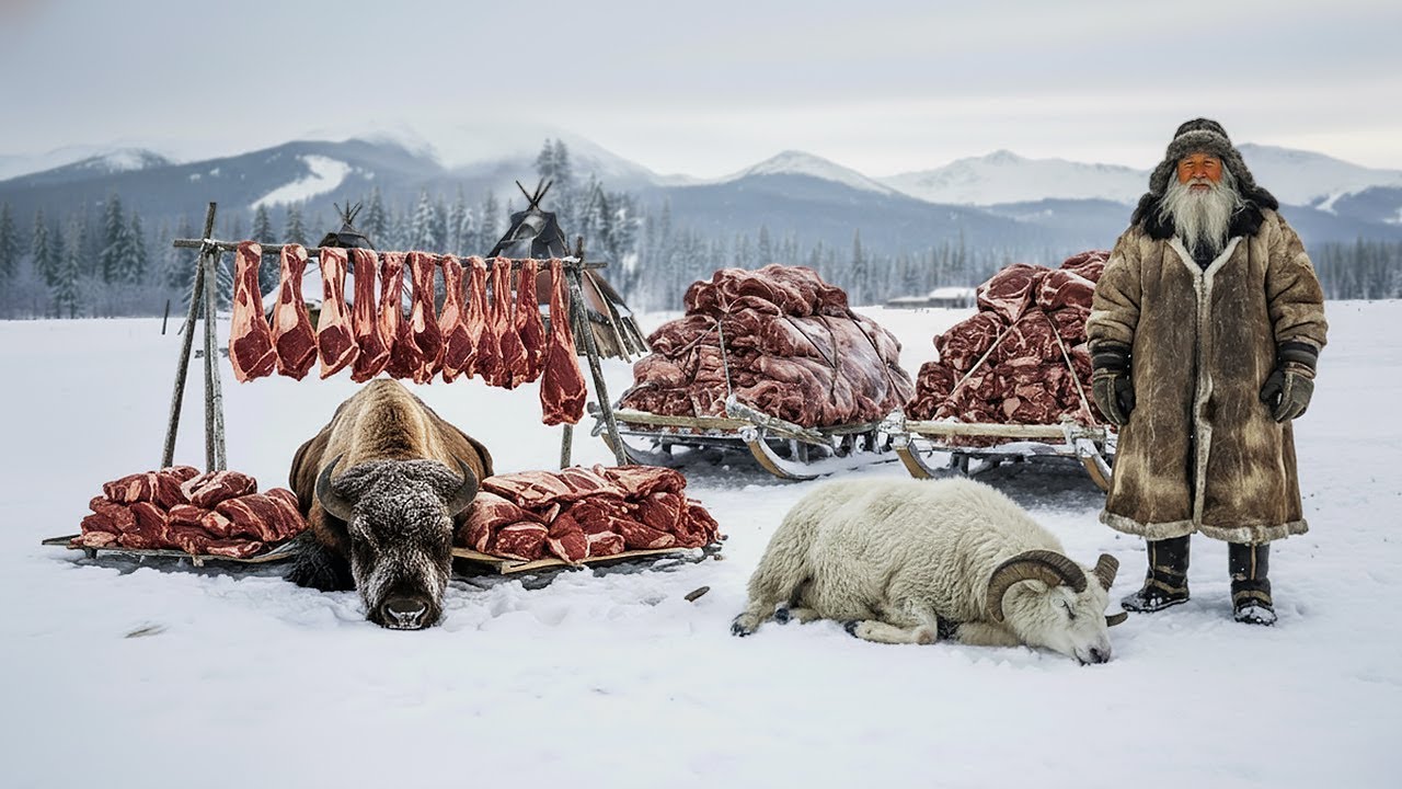 Hunting sheep and buffalo weighing up to 5000kg in −71°C Yakutia | A harsh struggle for survival.